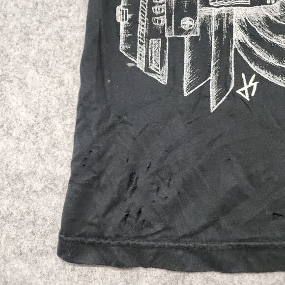 Dom Rebel Machina 1982 Mens S Small Black Distressed Double Side Graphic T Shirt - Picture 8 of 14